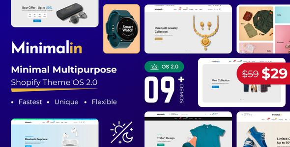 Minimalin - Minimal Multipurpose Shopify Theme OS 2.0, Multiple Languages Currencies