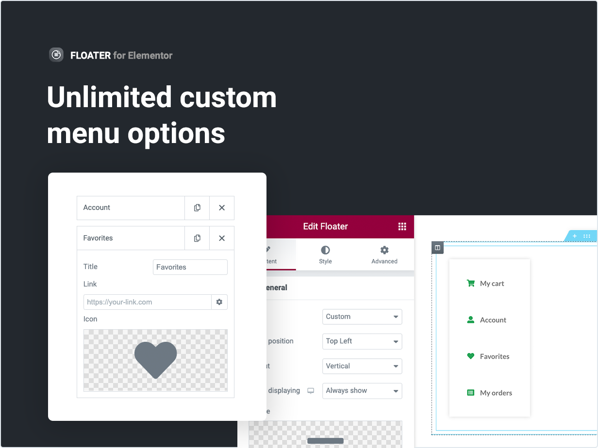 Unlimited custom menu options