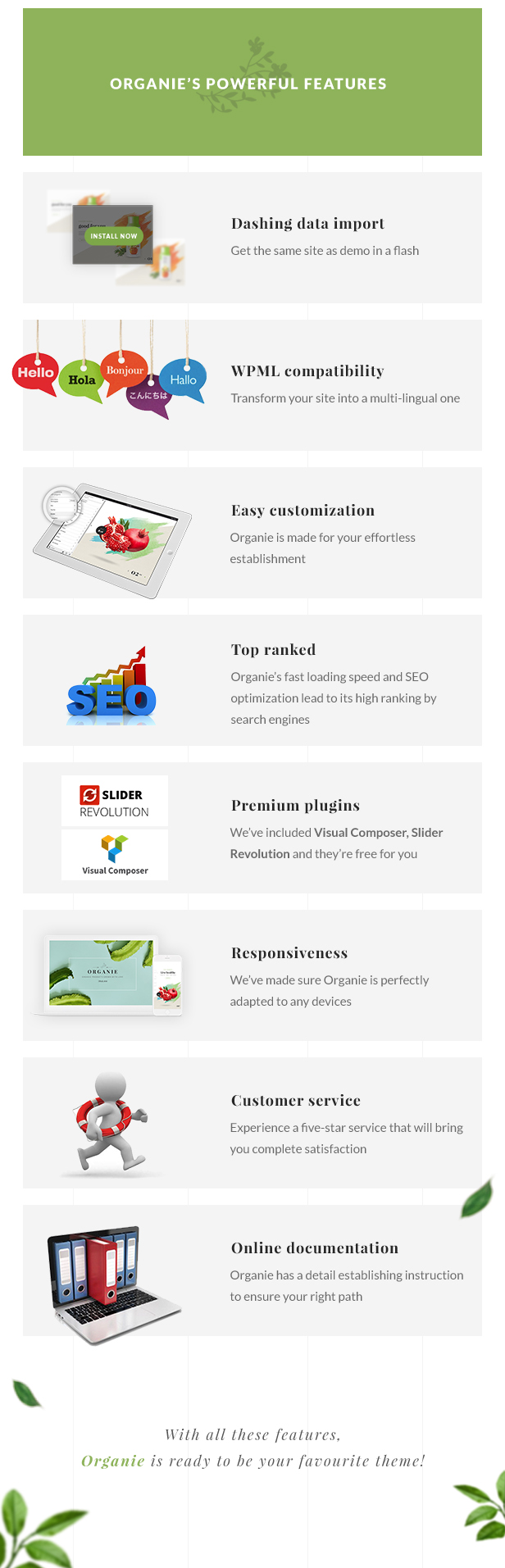 Organic Store WordPress theme - Powerful Features