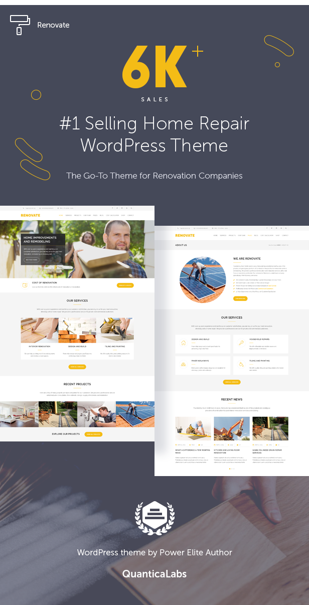 Renovate WordPress Theme for construction, renovation and home repair services