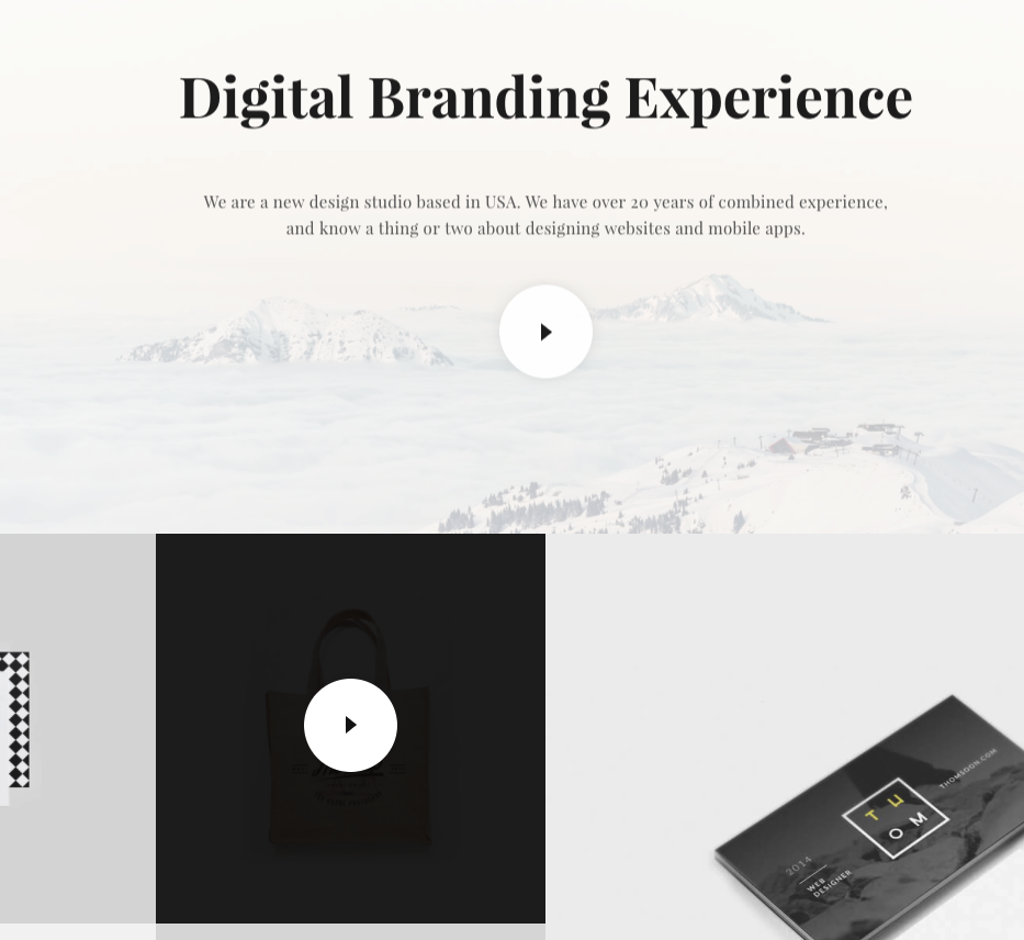 Video Play Button in Snow Portfolio Theme