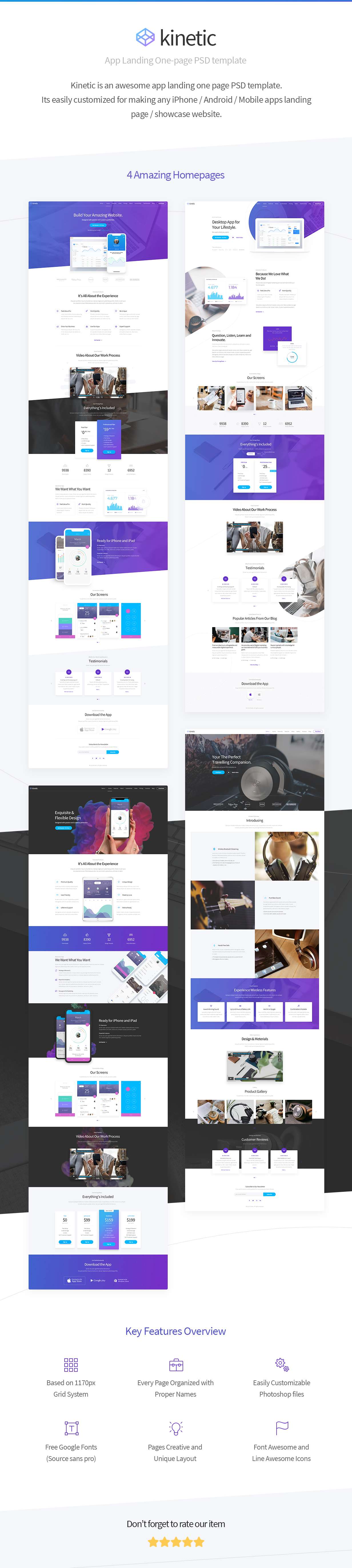 Kinetic - App Landing One Page PSD Template - 1