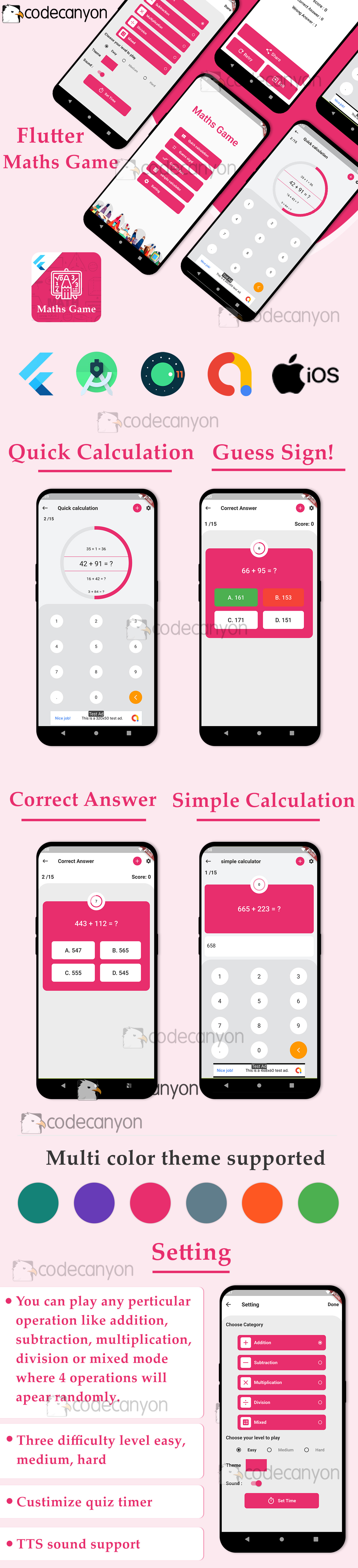 Flutter maths games 4 in 1 with admob ready to publish template - 10