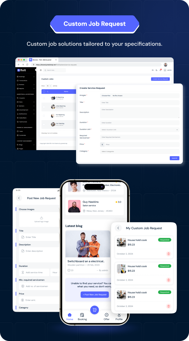 Fixit | Multi Vendor On Demand, Handyman, Home service Flutter App with Admin Complete Solution