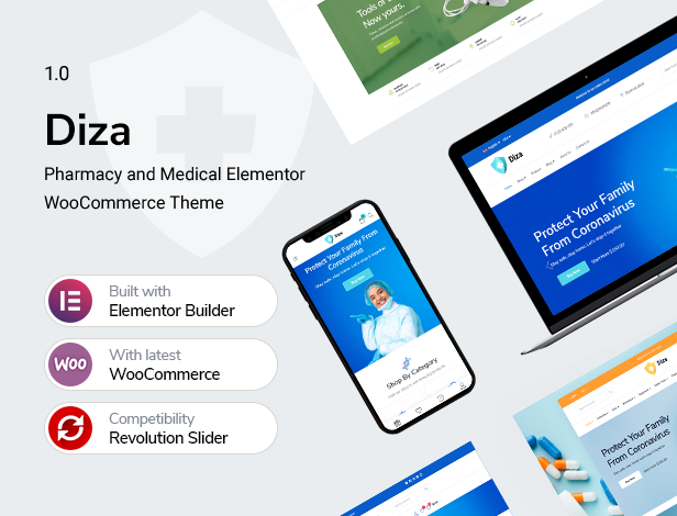 دانلود قالب وردپرس Diza - پوسته فروشگاهی داروخانه آنلاین ووکامرس
