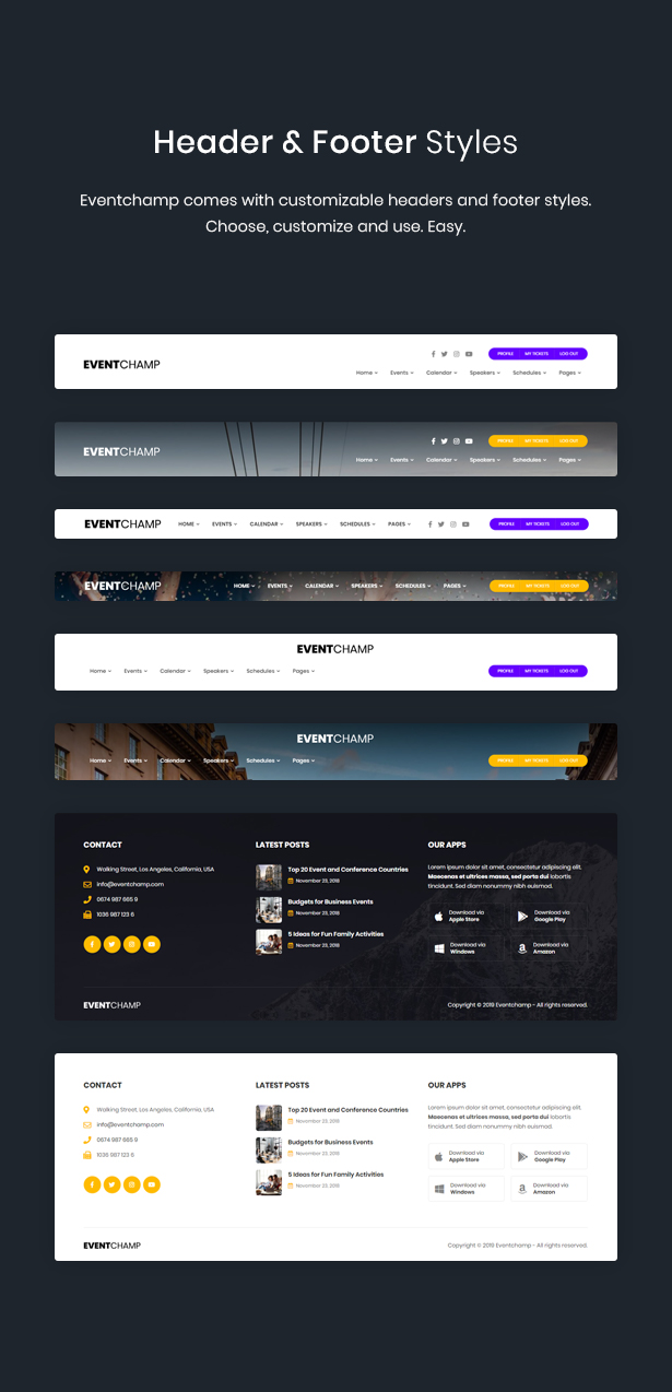 WordPress header footer