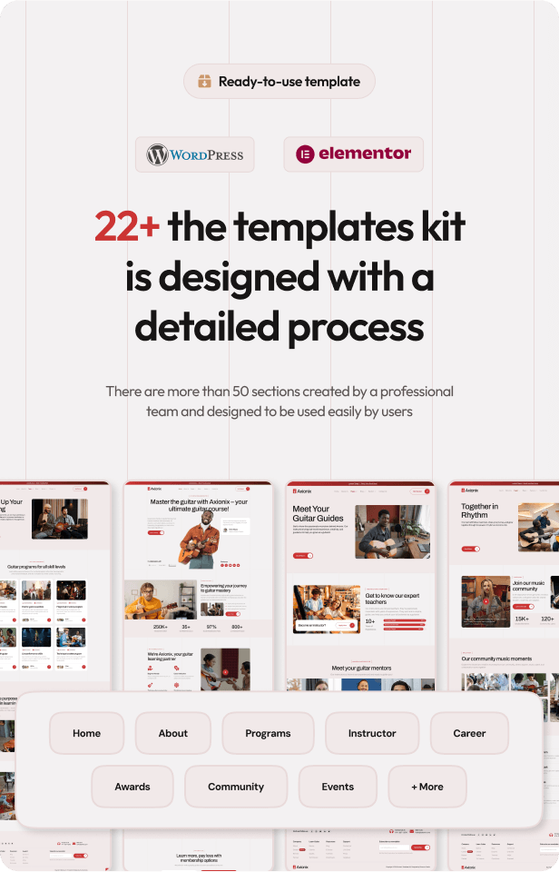Axionix - Guitar Course Elementor Template Kit - 3
