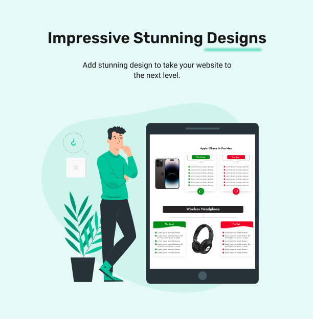 Design impressionante e impressionante - Demonstração de recursos avançados de produtos para Elementor