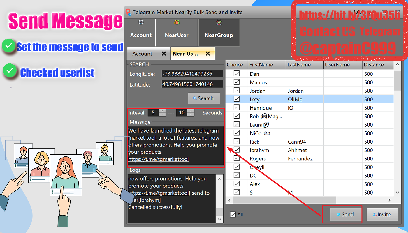 Telegram Nearby Bulk Send | Extract |Invite Pro