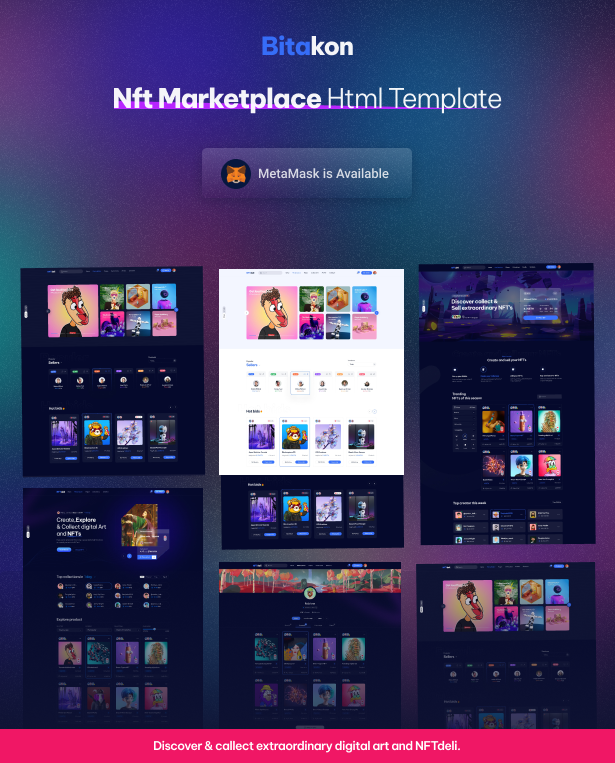 Bitakon – NFT Marketplace HTML5 Template - 1