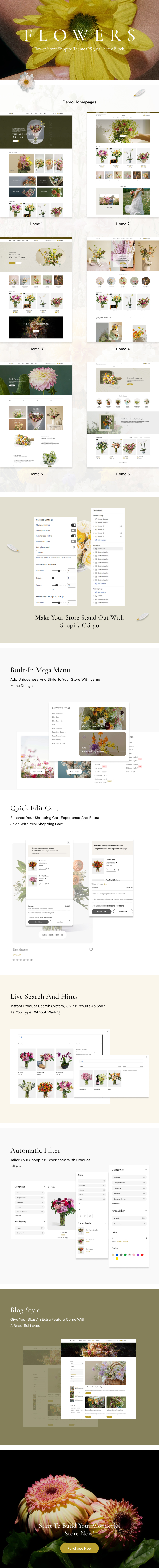 Flower Store Shopify Theme Floomi OS 3.0 Preview