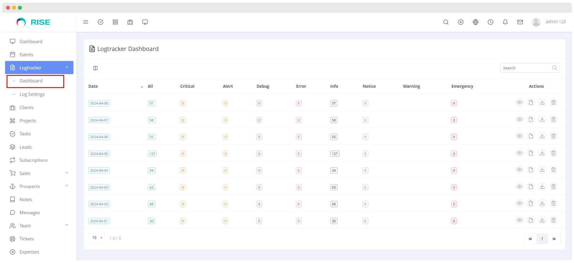 RiseLogger - The Powerful Log Tracking Plugin for Rise CRM - 2