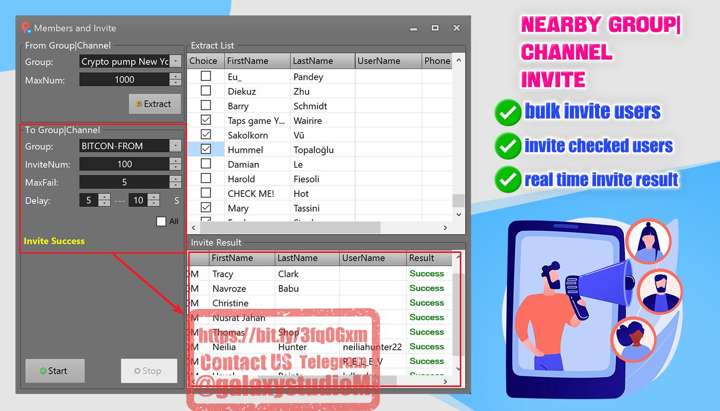 Telegram Nearby Users|Group|Channel Bulk Send | Extract |Invite