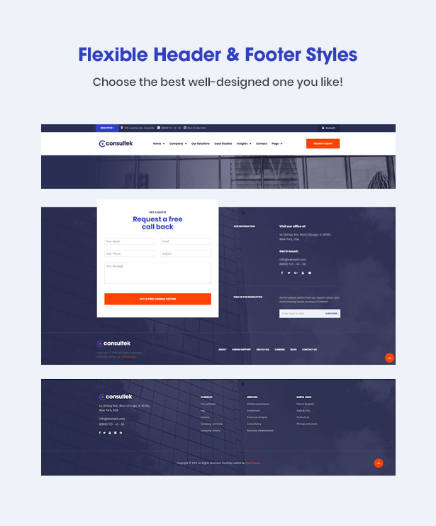 Consultek Header & Footer- Consulting Business WordPress Theme