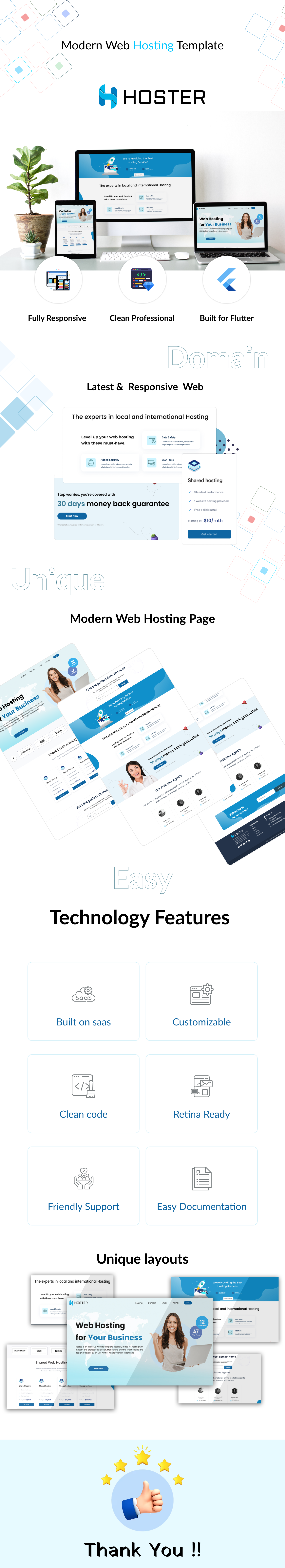 Hoster - Modern Web Hosting Flutter Template Landing Page - 2