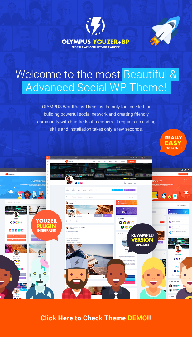 Welcome to the most Beautiful & Advanced Social WP Theme!