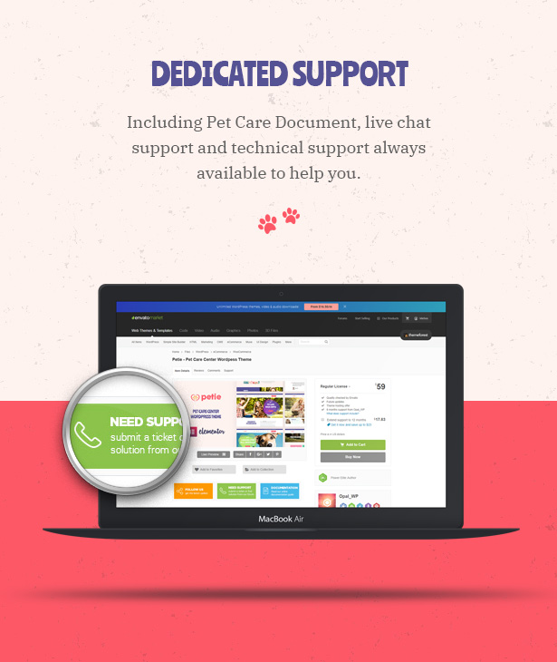 Petie - Pet Care Center & Veterinary WordPress Theme Great Support