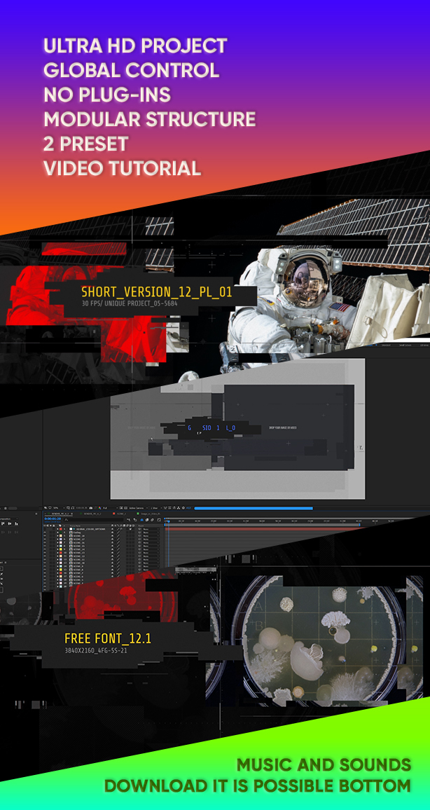 Archive Data/ Science Opener/ Digital Slideshow/ Cosmos/ Astronauts/ Timeline/ History/ Glitch Promo - 3