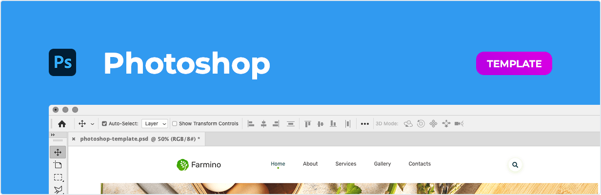 Farmino – Organic Food Template for Photoshop