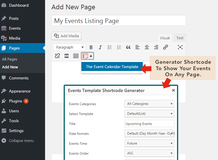 The Events Calendar Shortcode And Templates WordPress Plugin By CoolHappy