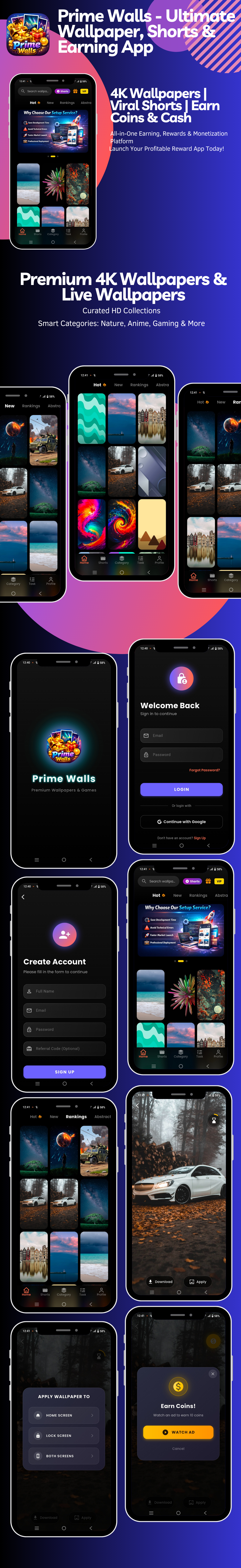 Prime Walls - Ultimate Wallpaper, Shorts & Earning App - 3