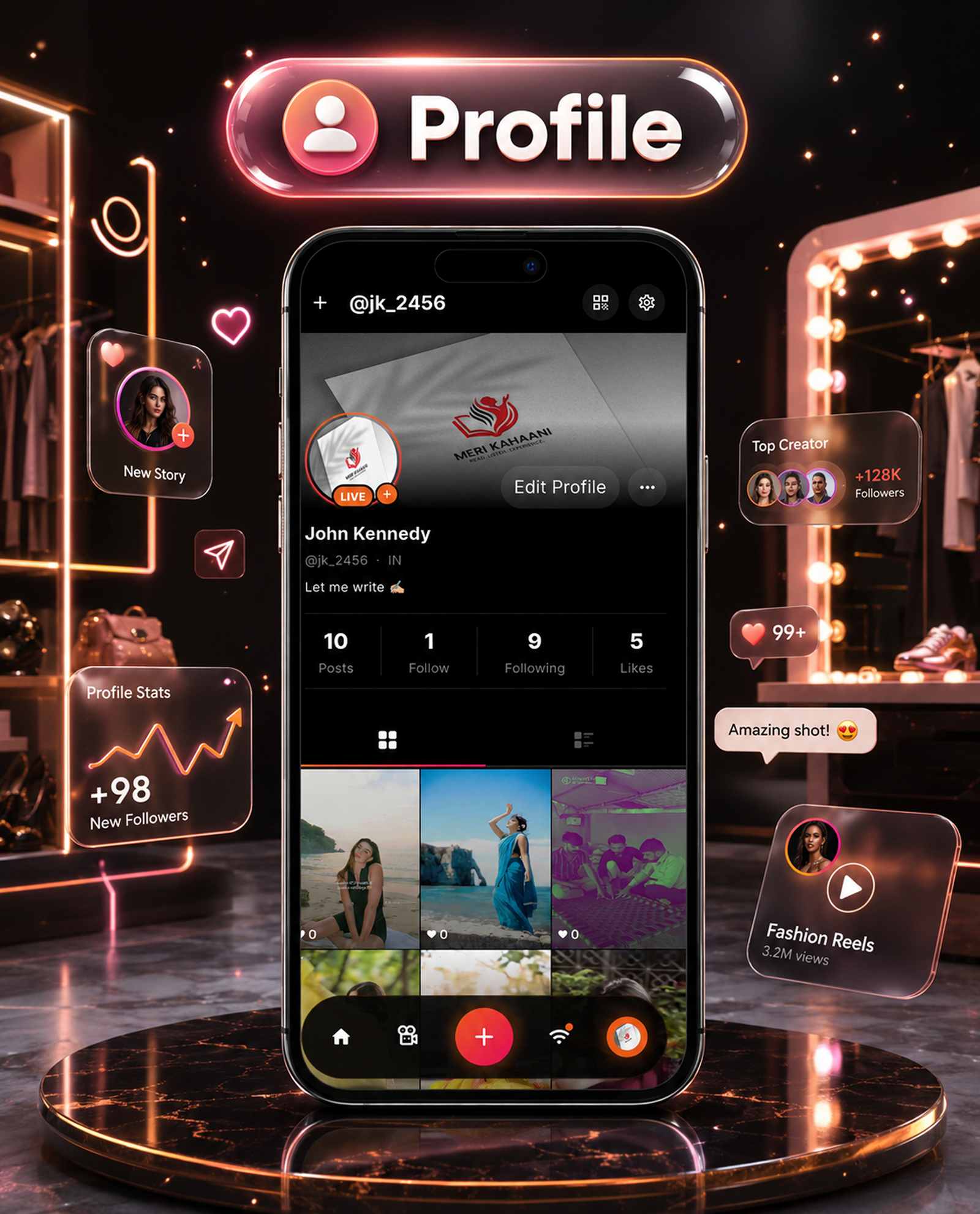 DTTrends – TikTok Clone | Reels, Live Streaming, PK Battle, Story, Feed, Chat | Flutter App - 26