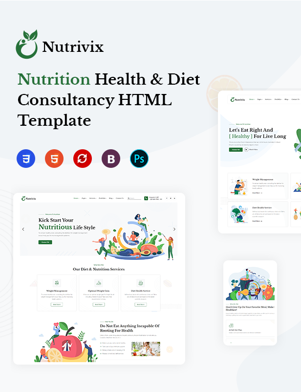 Nutrivix - Nutrition Health & Diet Consultancy HTML5 Template