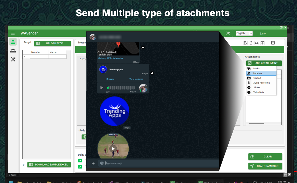 wasender Send multiple type of atachments