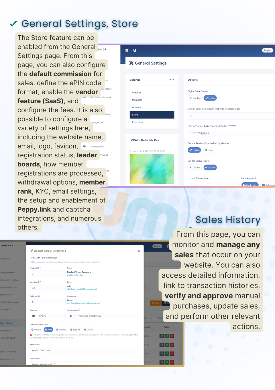 Store and Sales Hiustory