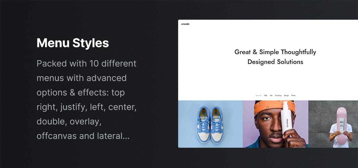 Uncode - Creative Multiuse & WooCommerce WordPress Theme - Menu Variations