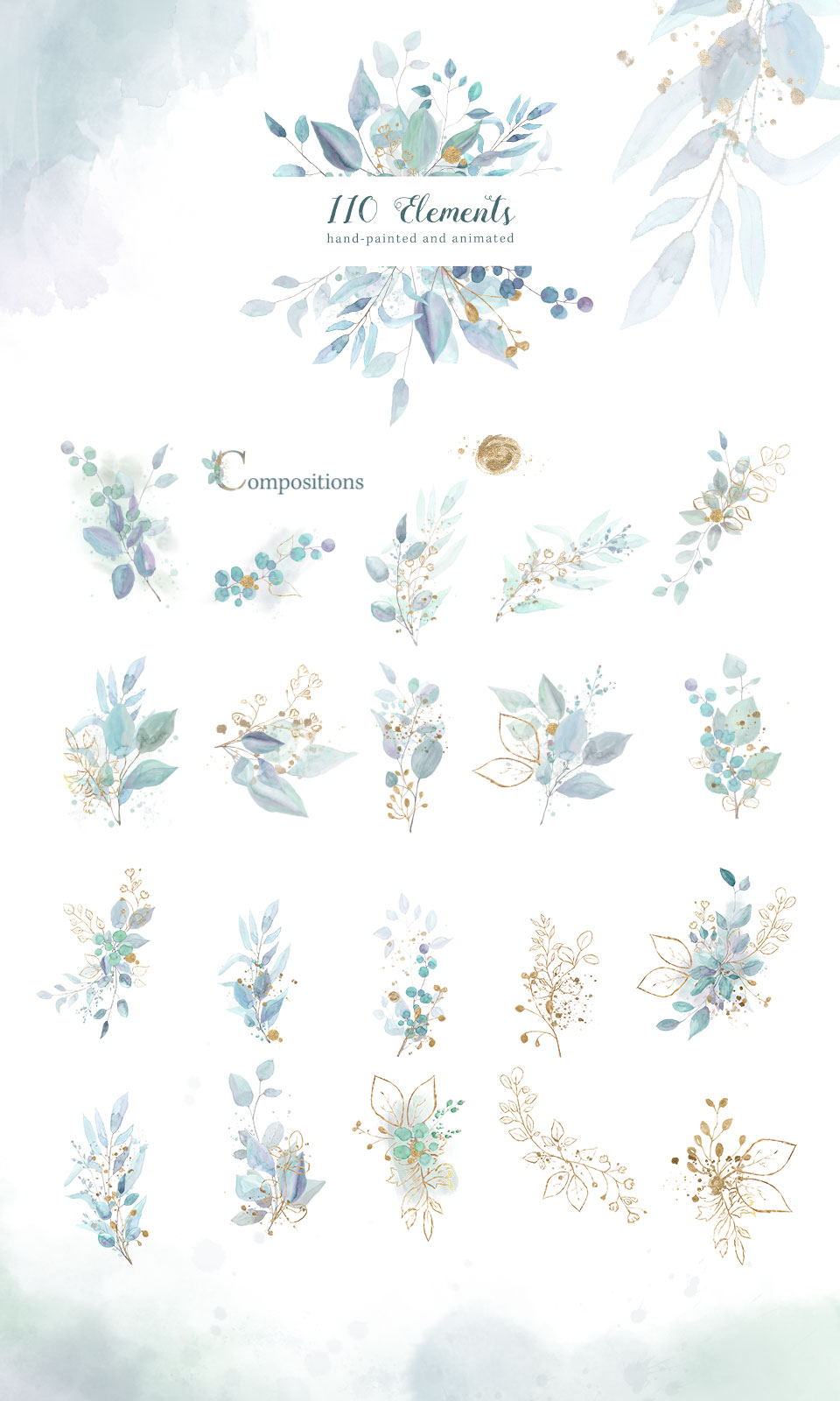 Floral Watercolor Design Pack - 2