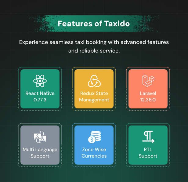 Taxido | Full Solution Taxi Cab Booking with Laravel and React Native