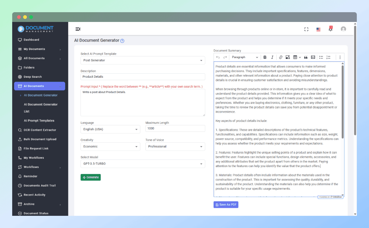 AI Document Generator using OpenAI