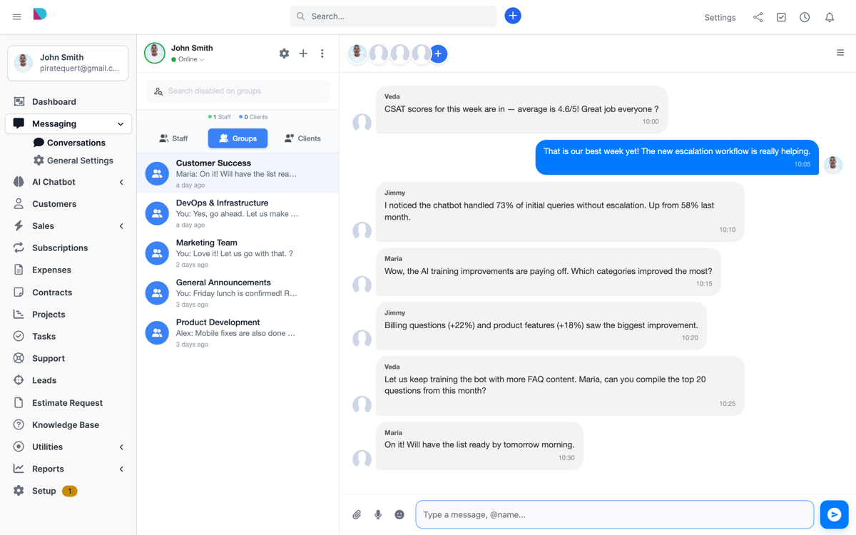 Perfex CRM Group Chat - Team Conversations with File Sharing and Announcements
