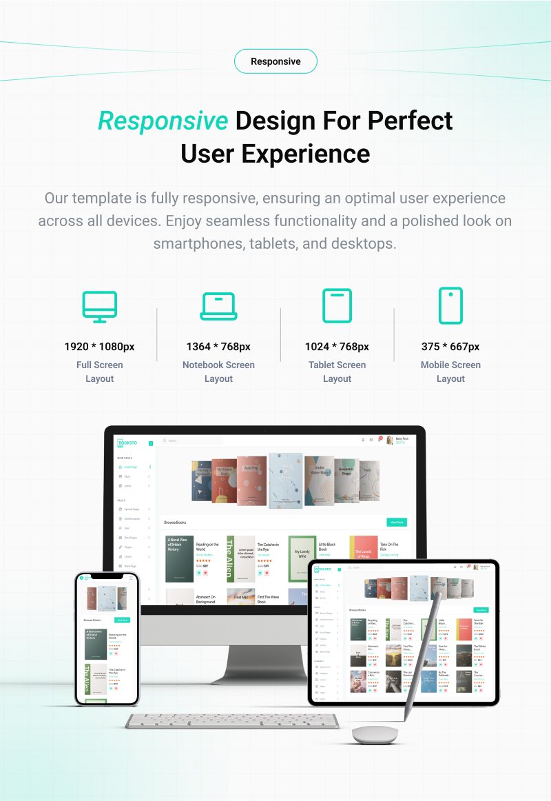 Booksto - VueJS, HTML Minimal Ebook Admin & Shop Template - 6