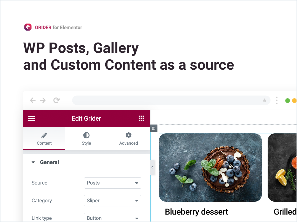 WP Posts, Gallery and Custom Content as a source