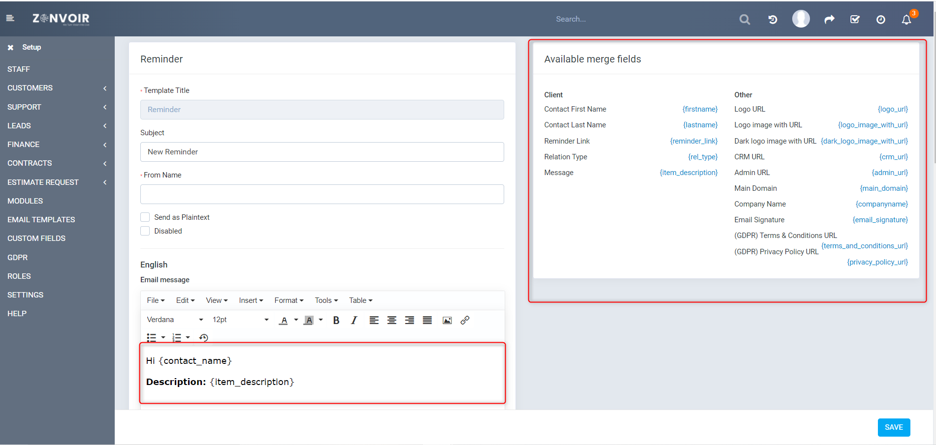 Reminder module for Perfex CRM - 3