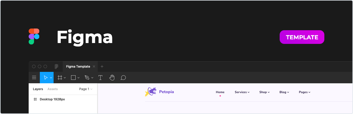 Petopia – Pet Care Service Template for Figma