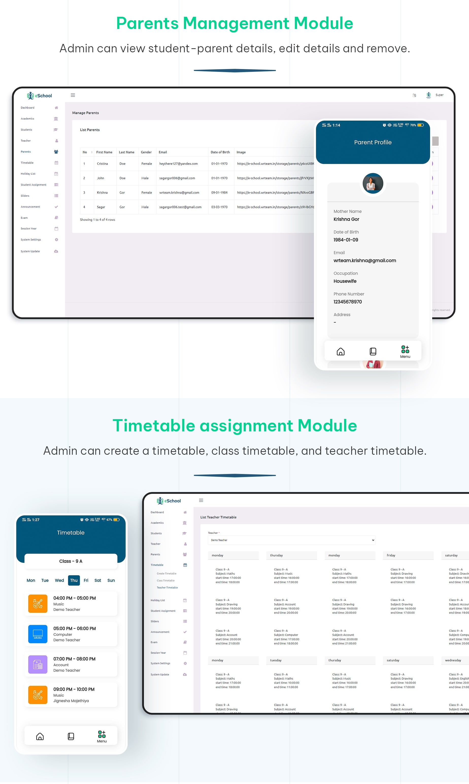 eSchool - School Management System with Student | Parents | Teacher Flutter App | Laravel Admin - 20