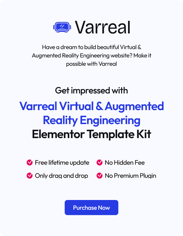 Varreal  - Virtual & Augmented Reality Engineering Elementor Template Kit - 1
