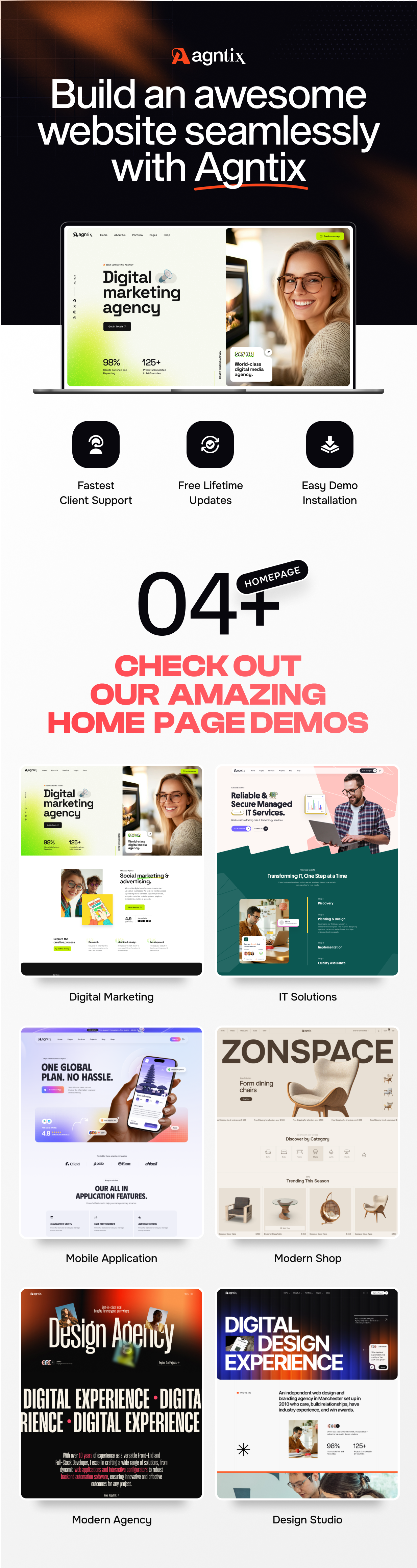 Agntix - Multipurpose Laravel CMS for Business, Portfolio, Creative Agencies & eCommerce