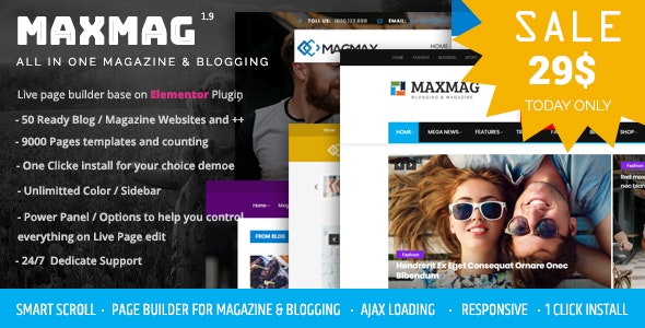 Maxmag - Magazine and Blogging WordPress Theme
