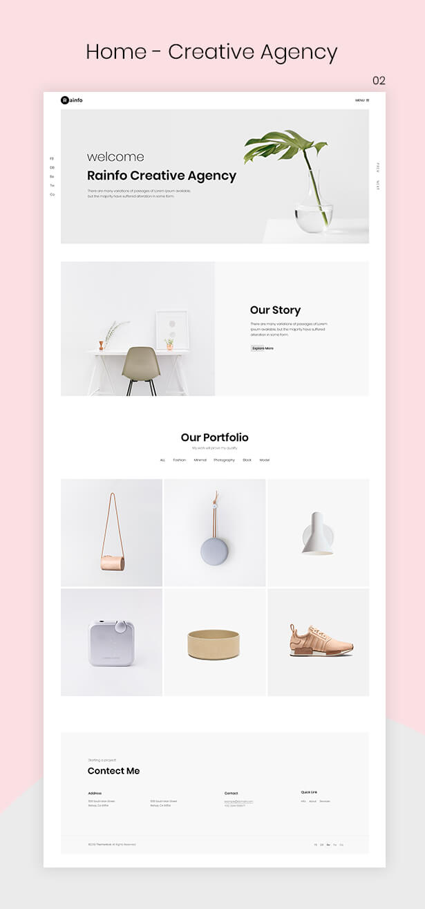 Rainfo - Minimal Creative Portfolio for Freelancers & Agencies - 3