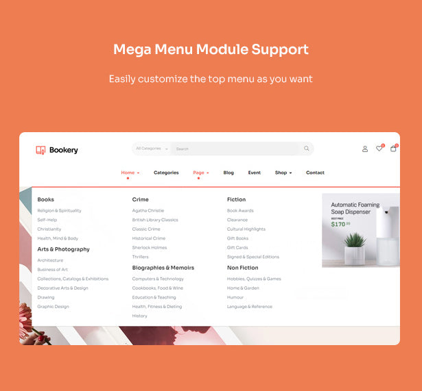 Mega Menu Module Support Easily customize the top menu as you want