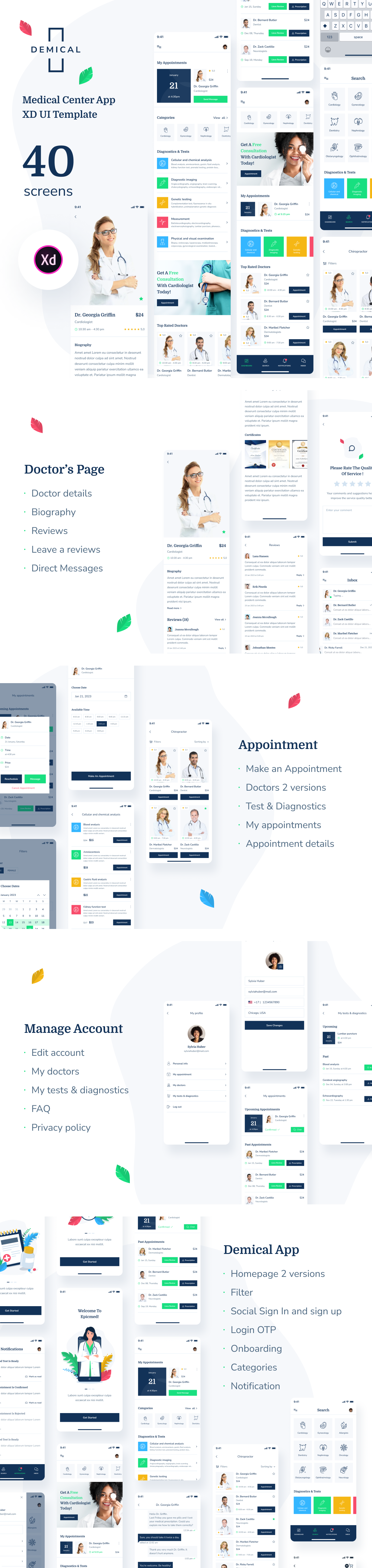 Demical - Medical Center App XD UI Template - 1