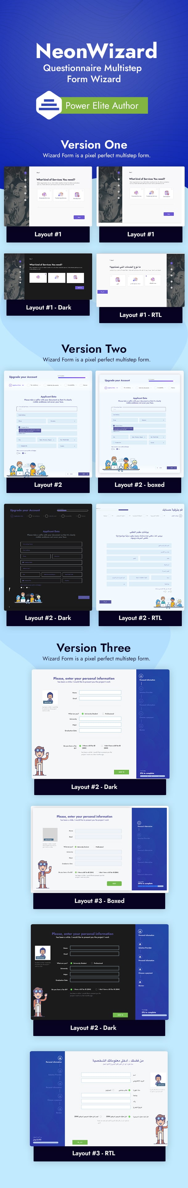 NeonWizard - React JS Questionnaire Multistep Form Wizard React JS - 1