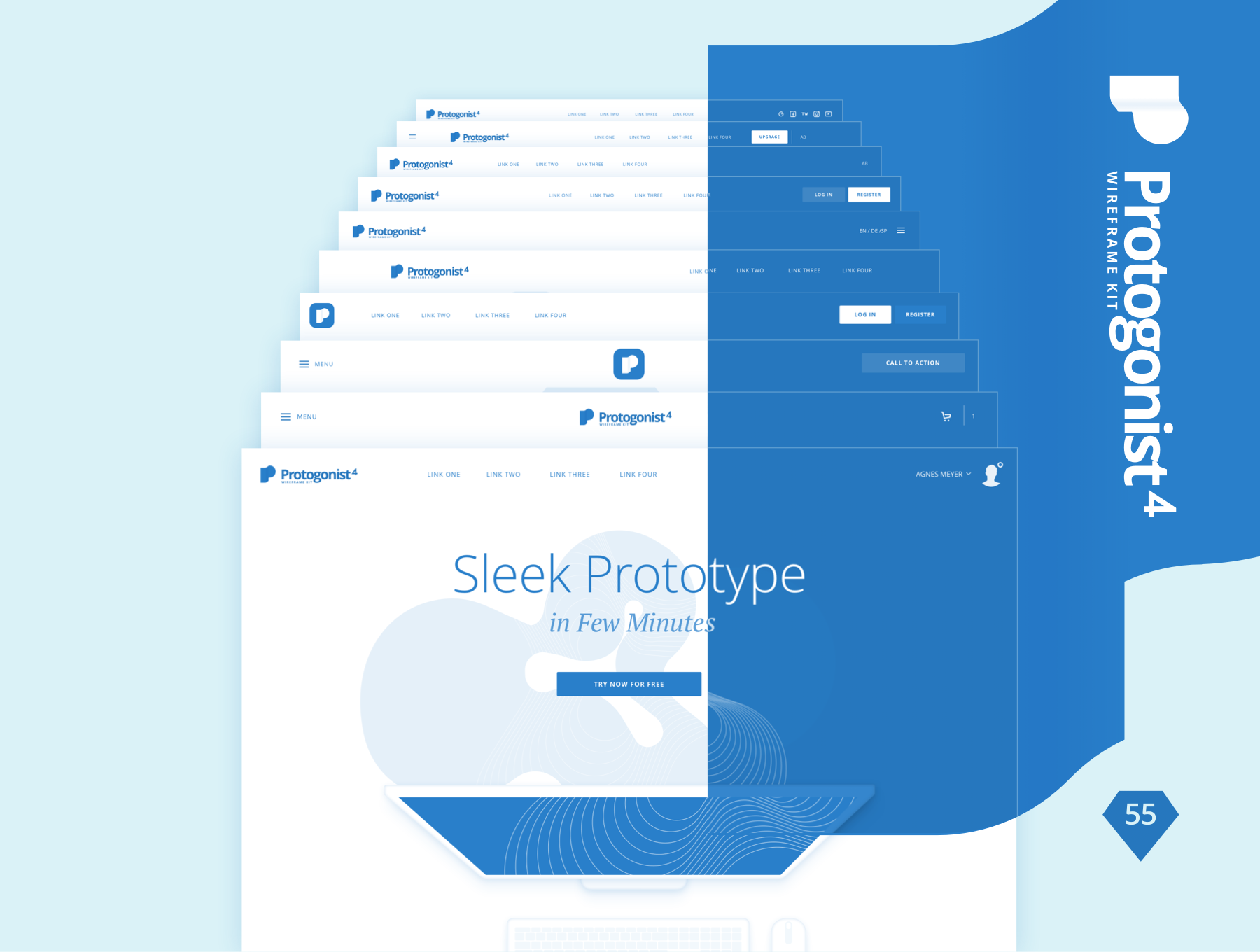 Protogonist 4 Wireframe Kit – Ultimate Wireframe Kit for your next Landing Page - 1