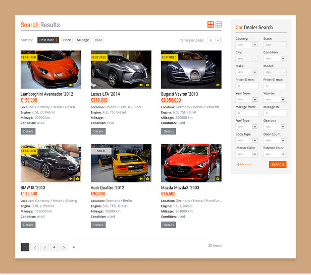 wordpress car theme search