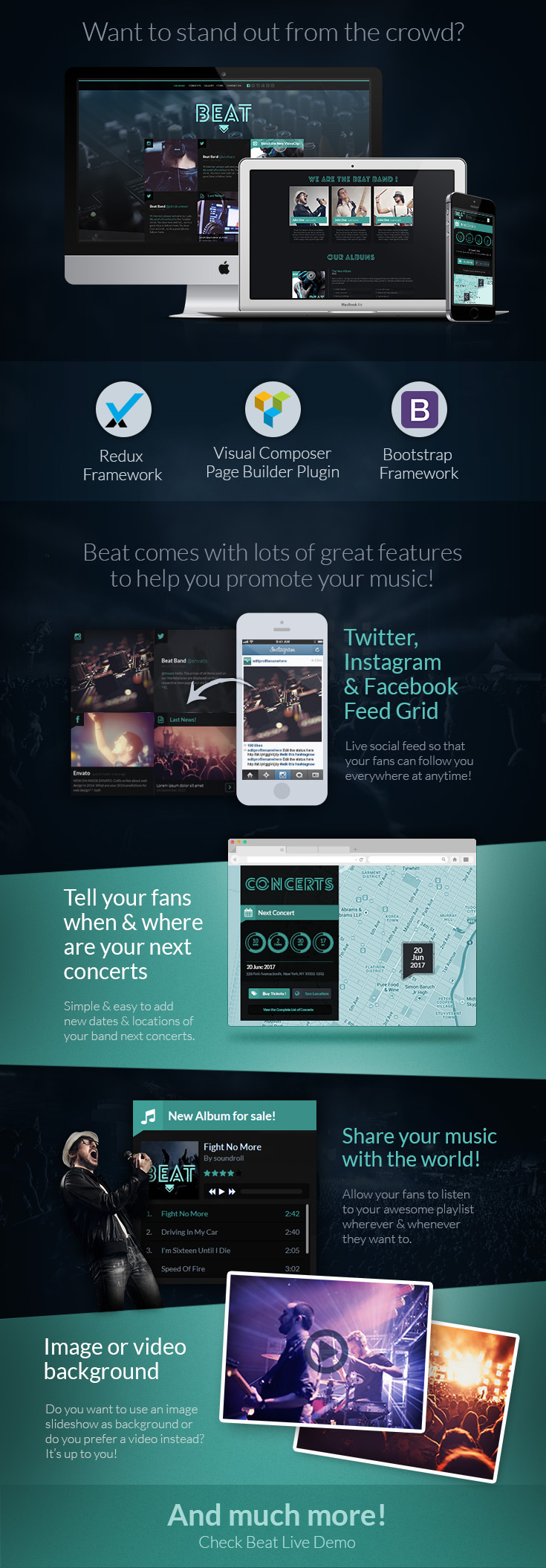 Beat One Page Music Band AJAX WordPress Theme By WiselyThemes