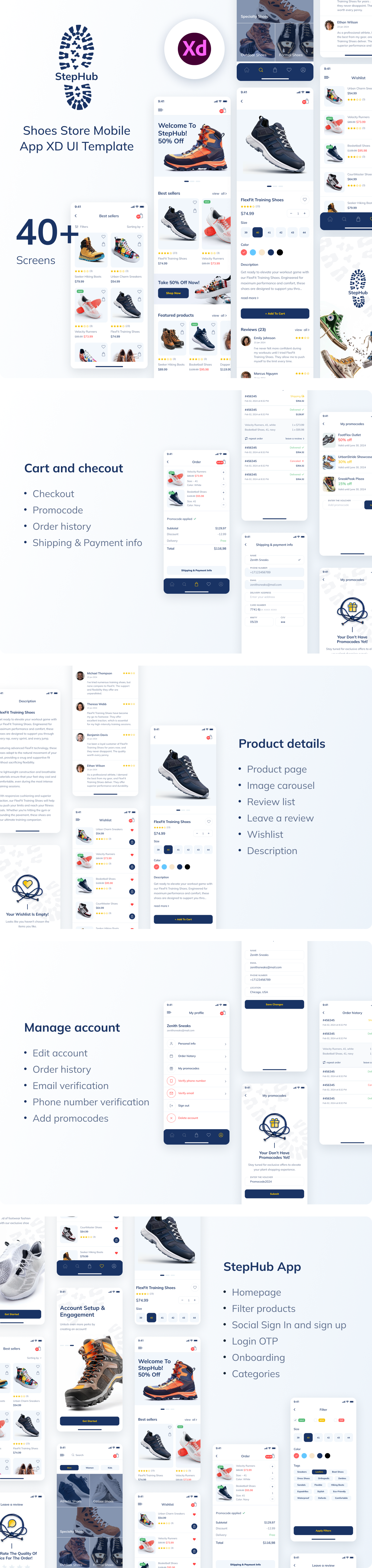 StepHub - Shoes Store Mobile App XD UI Template - 2